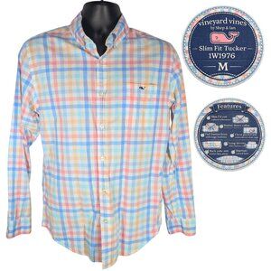 Vineyard Vines Slim Fit Tucker Shirt Men M Pastel Plaid Button Down Cotton